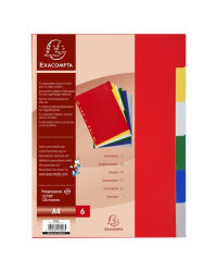 Intercalaires plastique souple 6 positions - A4 - Couleurs assorties